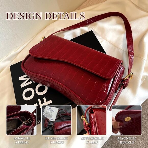 Small PU Leather Shoulder Bag Y2K Purse Crossbody Clutch for Women - Picture 5 of 7